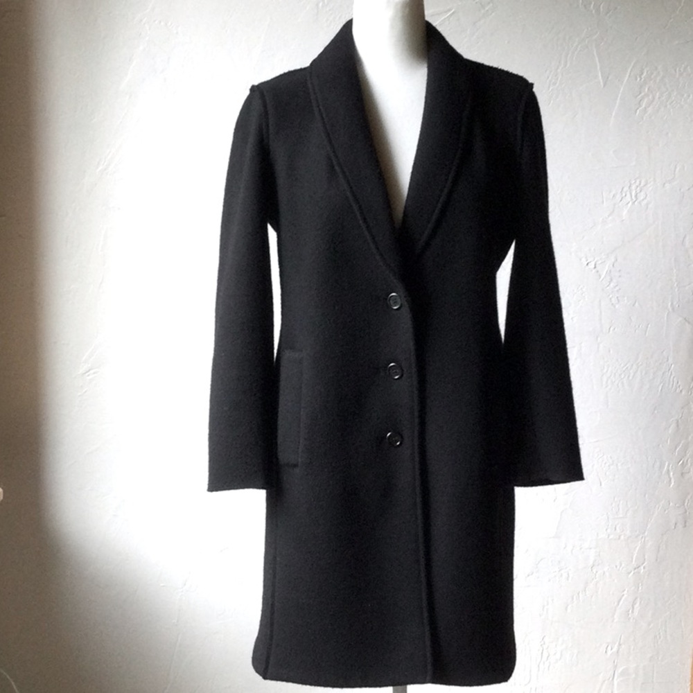 J Crew Factory Wool/Poly Black Coat 4